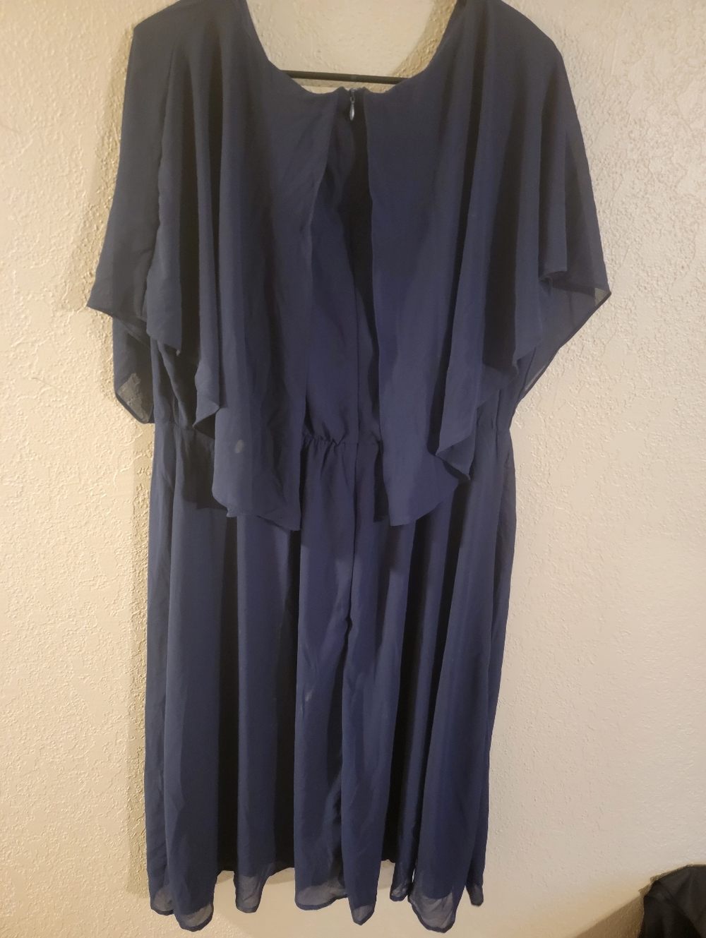 Plus Size Navy V-Neck Chiffon Midi Dress - Picture 8 of 8